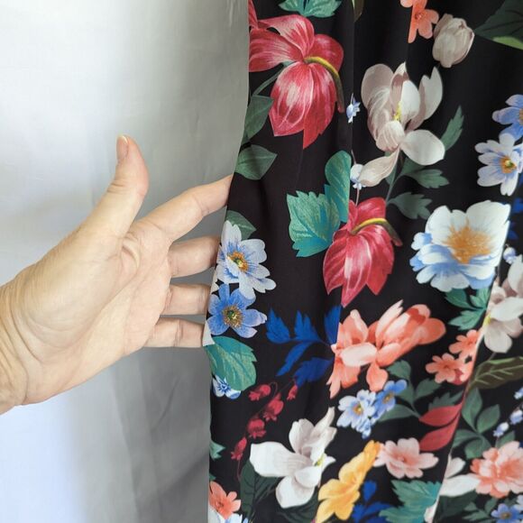 eShakti Wayward Fancies 3X 24W Floral Maxi Shift Dress Pockets Bow Plus Size - Picture 7 of 12